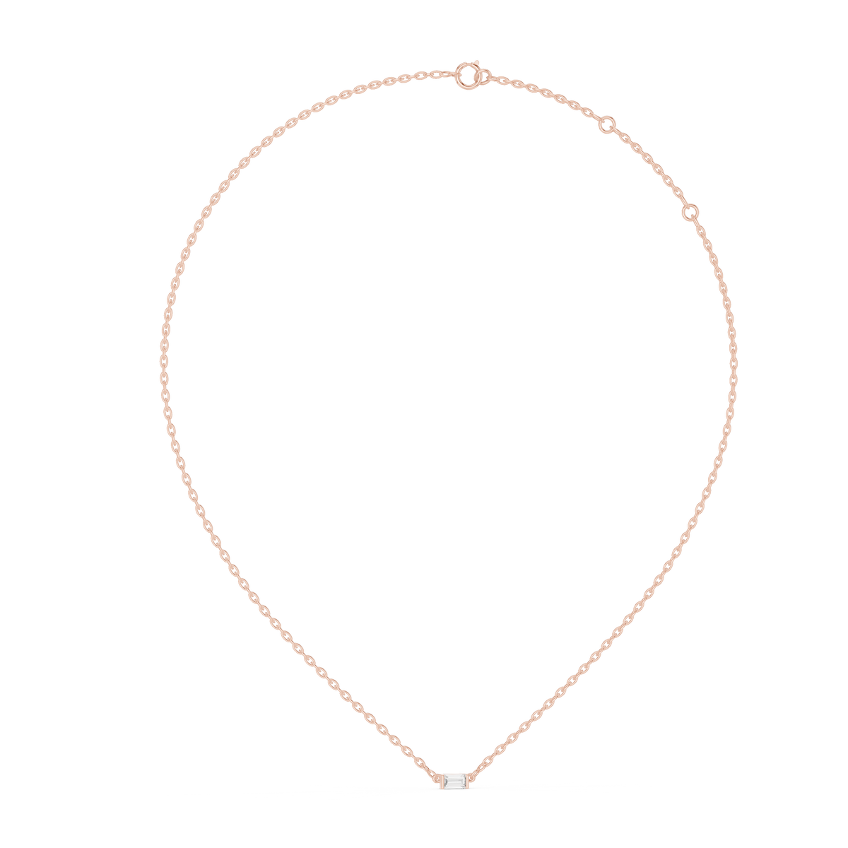 Horizontal Baguette Cut Lab Grown Diamond Solitaire Bar Pendant - View 8