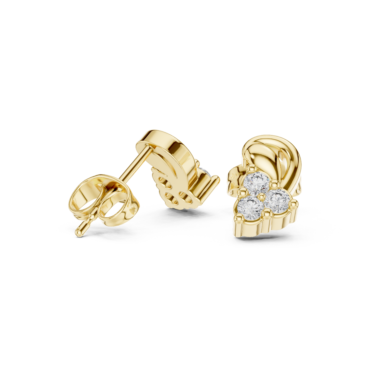 Exclusive Round Cut Moissanite Diamond Cluster Stud Earrings with Sculpted Curved Design - View 7