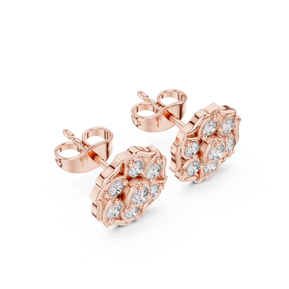 Infinity Twist Round Brilliant Cut Moissanite Diamond Stud Earrings Interlocking Loop - View 8