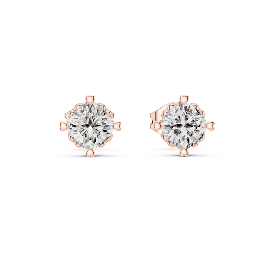 Classic Cushion Cut Lab Diamond Stud Earrings with Four Prong Basket Setting - View 2