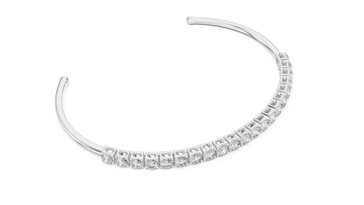 Open Cuff Round Lab Diamond Bracelet for Women - View 6