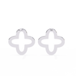 Handcrafted Geometric Elegance with Pave Round Moissanite Diamond Brilliance Eternal Clover Stud Earring - View 6