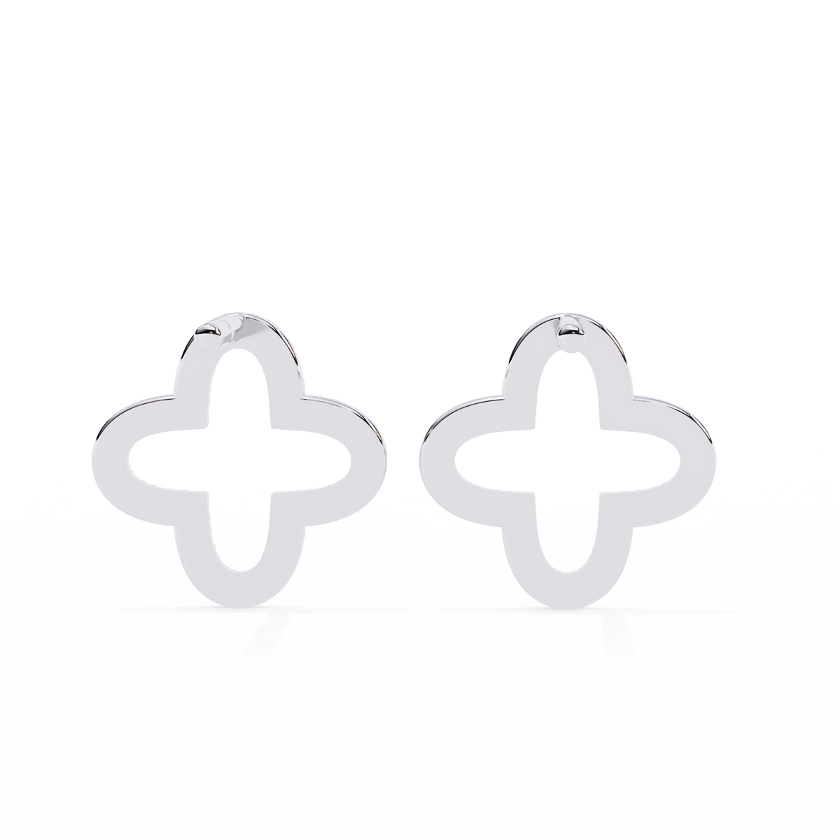 Handcrafted Geometric Elegance with Pave Round Moissanite Diamond Brilliance Eternal Clover Stud Earring - View 6