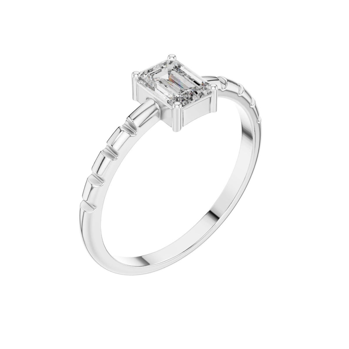 Minimalist Emerald Cut Lab Diamond Solitaire Engagement Ring - View 6