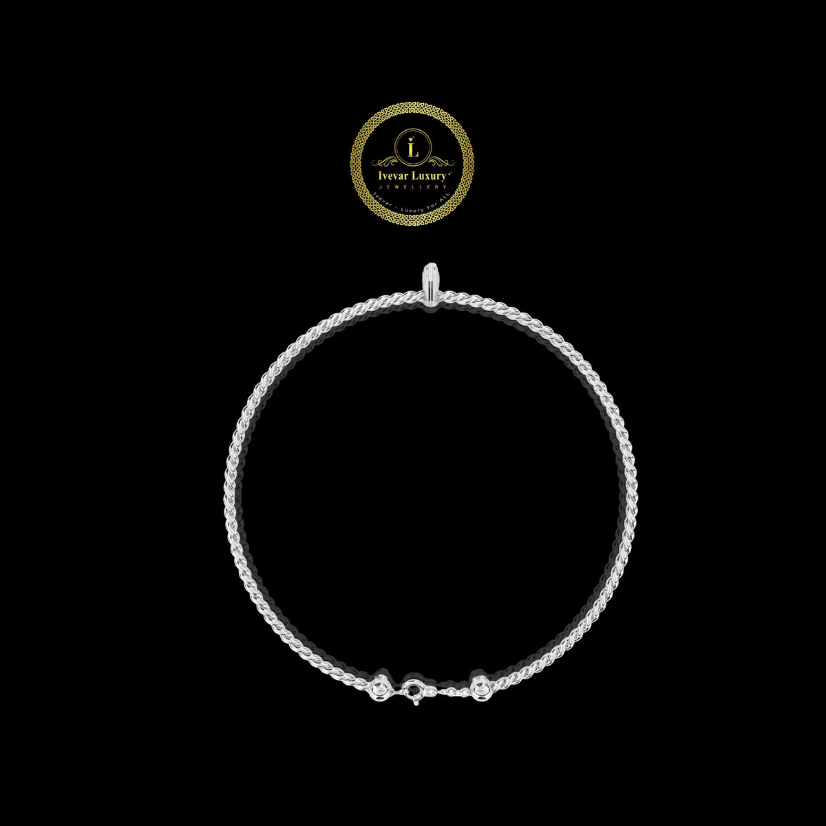 Minimalist Marquise Lab Diamond Twisted Rope Bangle For Her - View 2