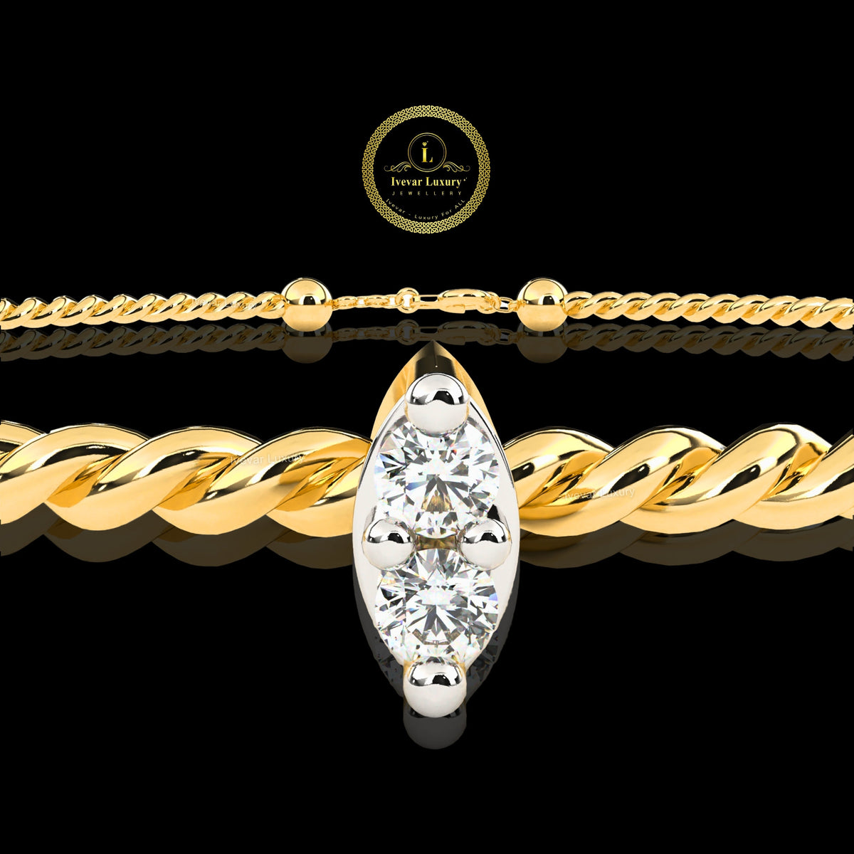 Minimalist Marquise Lab Diamond Twisted Rope Bangle For Her - View 6