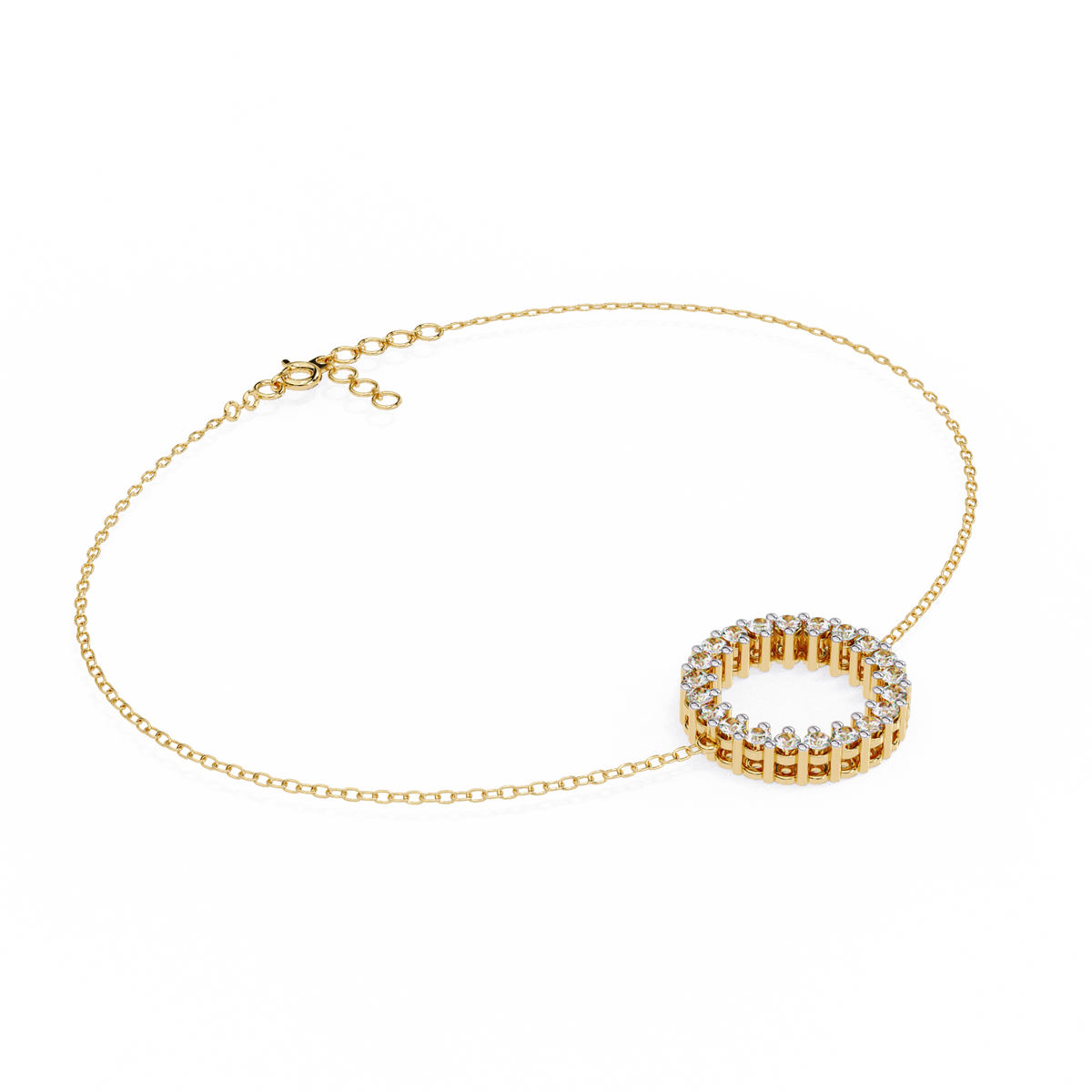Minimalist Open Circle Round Lab Diamond Bracelet - View 2