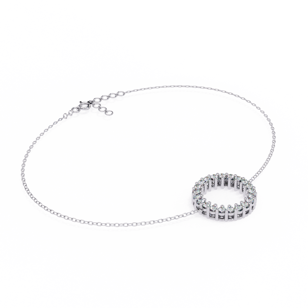 Minimalist Open Circle Round Lab Diamond Bracelet - View 4