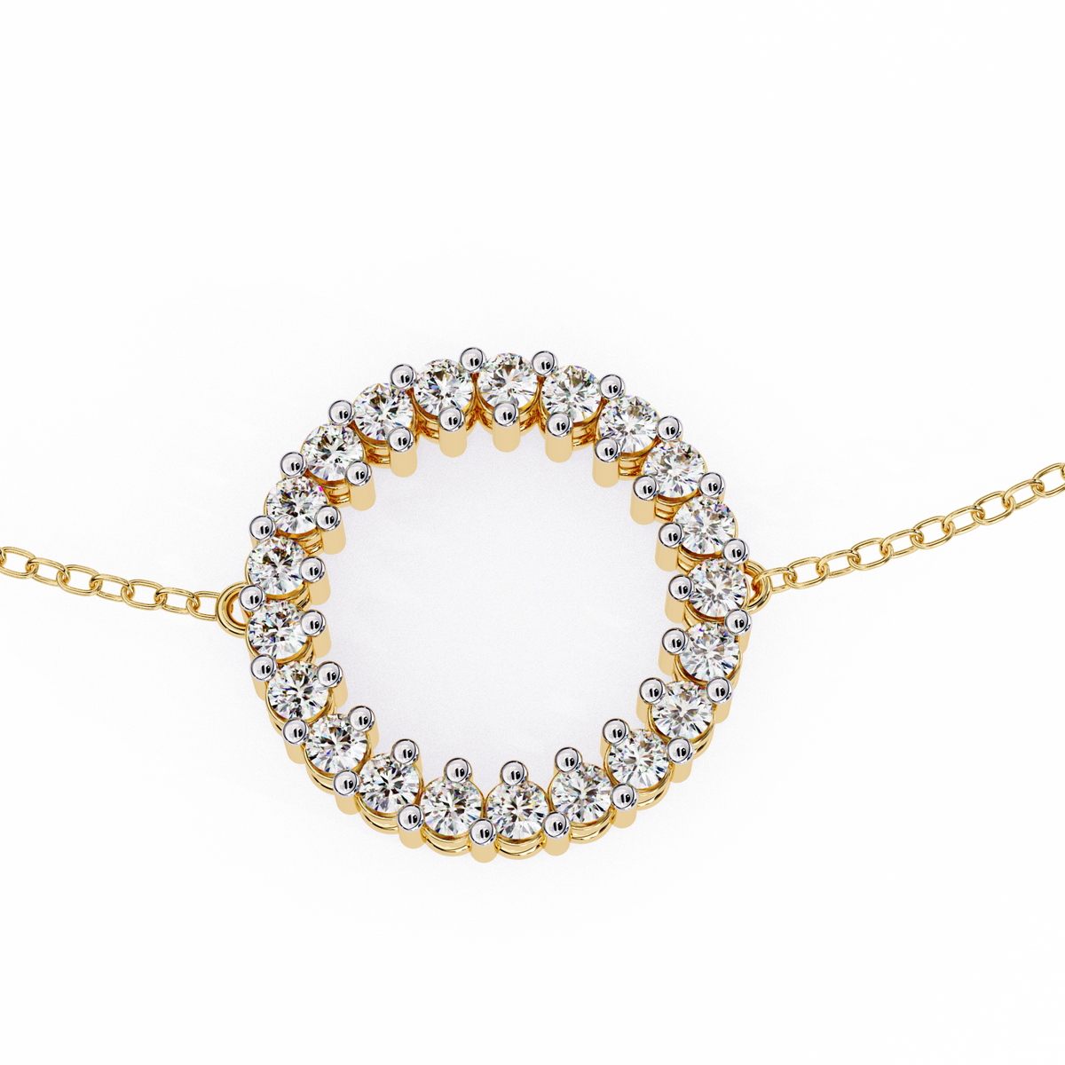 Minimalist Open Circle Round Lab Diamond Bracelet - View 5