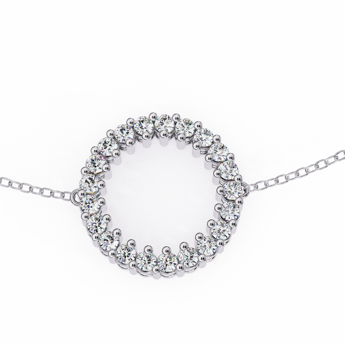 Minimalist Open Circle Round Lab Diamond Bracelet - View 7