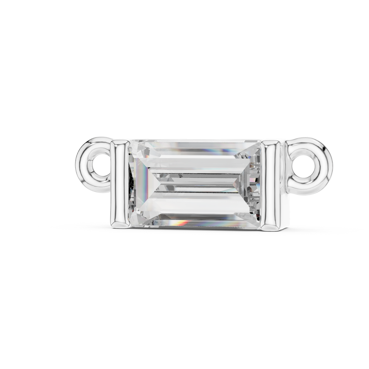 Horizontal Baguette Cut Moissanite Diamond Solitaire Bar Pendant - View 3