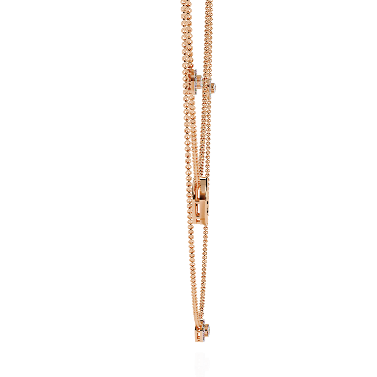 Layered Open Circle Bezel Lab Grown Diamond Double Necklace - View 8