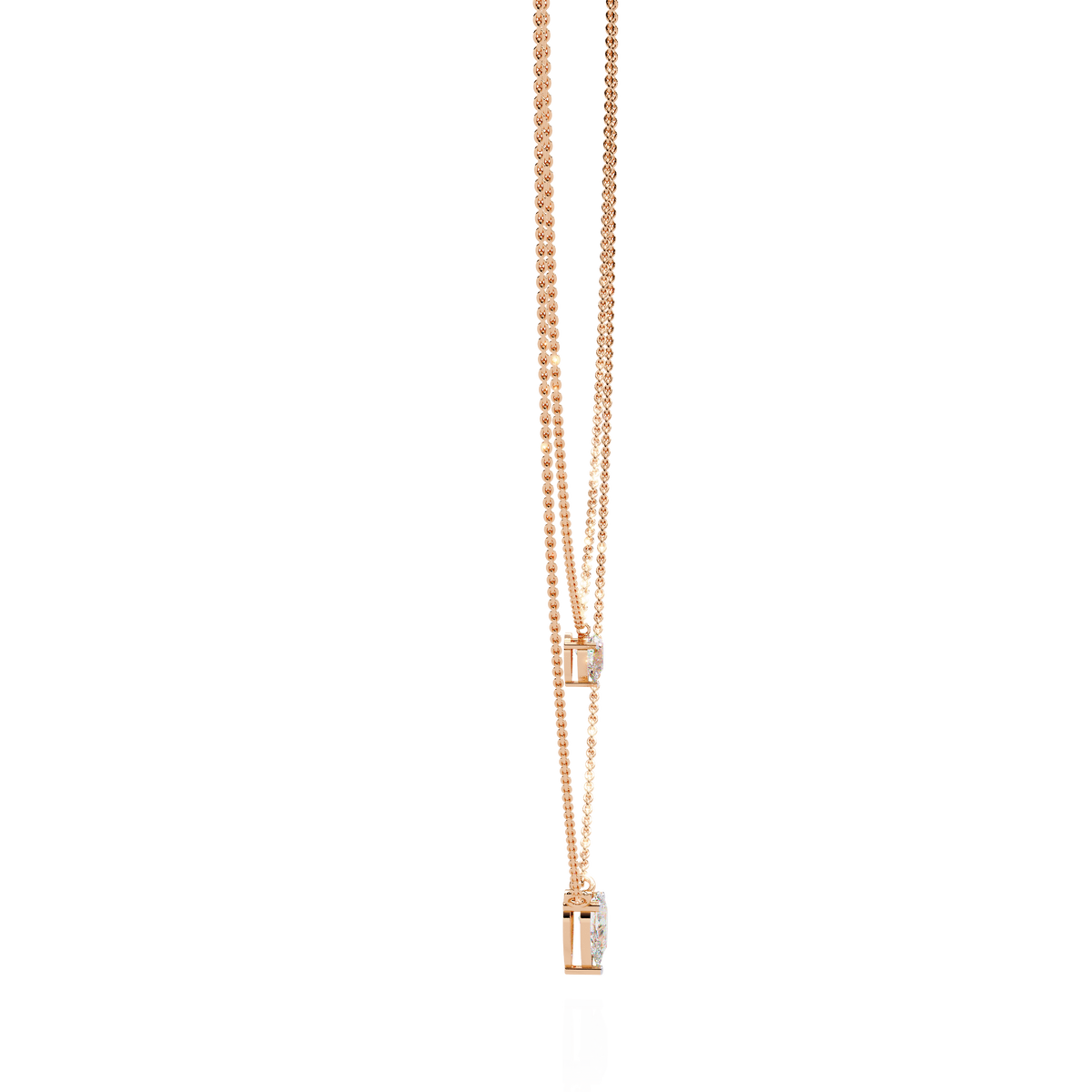 Layered Pear Cut Moissanite Diamond Double Pendant Necklace - View 8