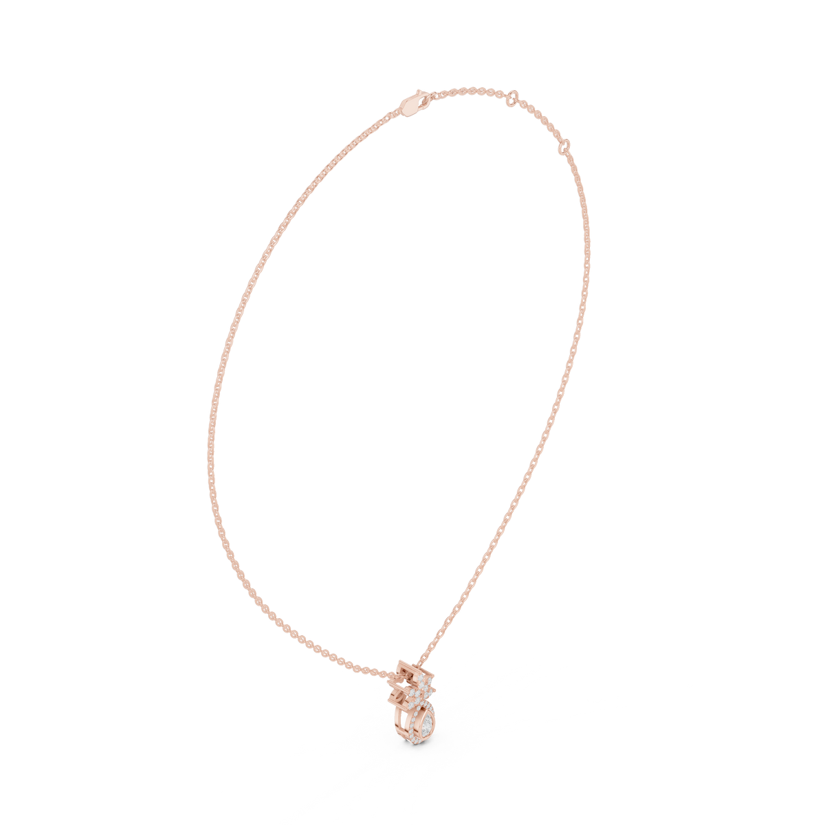 Lotus Motif Statement Charm Featuring Pear Moissanite Diamond Pendant - View 11