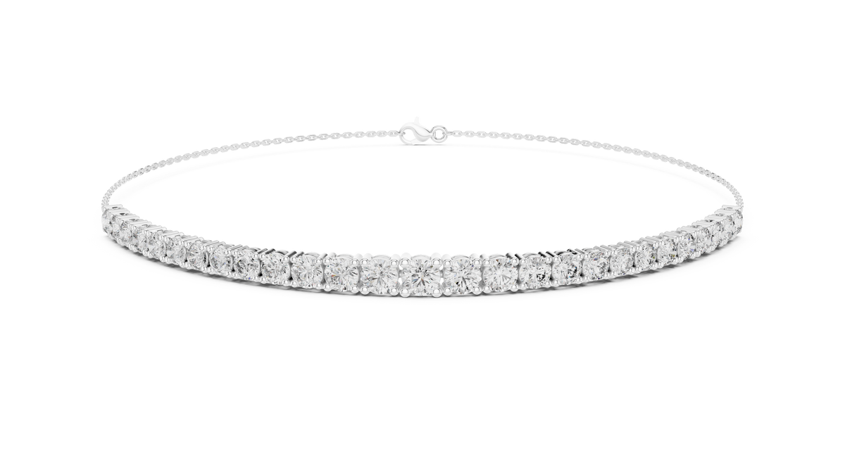 Single Classic Row Round Moissanite Diamond Tennis Bracelet - View 3