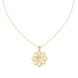 Lotus Motif Flower Pattern Charm Pendant with Round Lab Grown Diamond - View 7