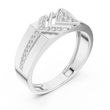 Round Cut Lab Grown Diamond Men's Geometric Angular Cutout Statement Band - View 6