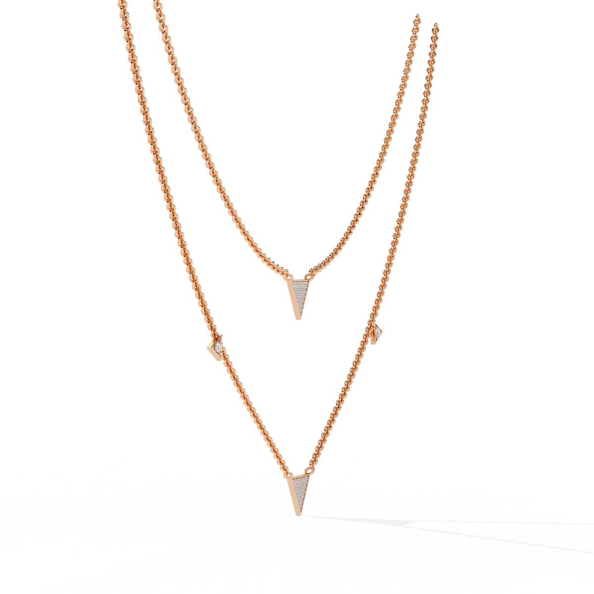 Two Layered Triangle Lab Grown Diamond Pave Necklace - View 8