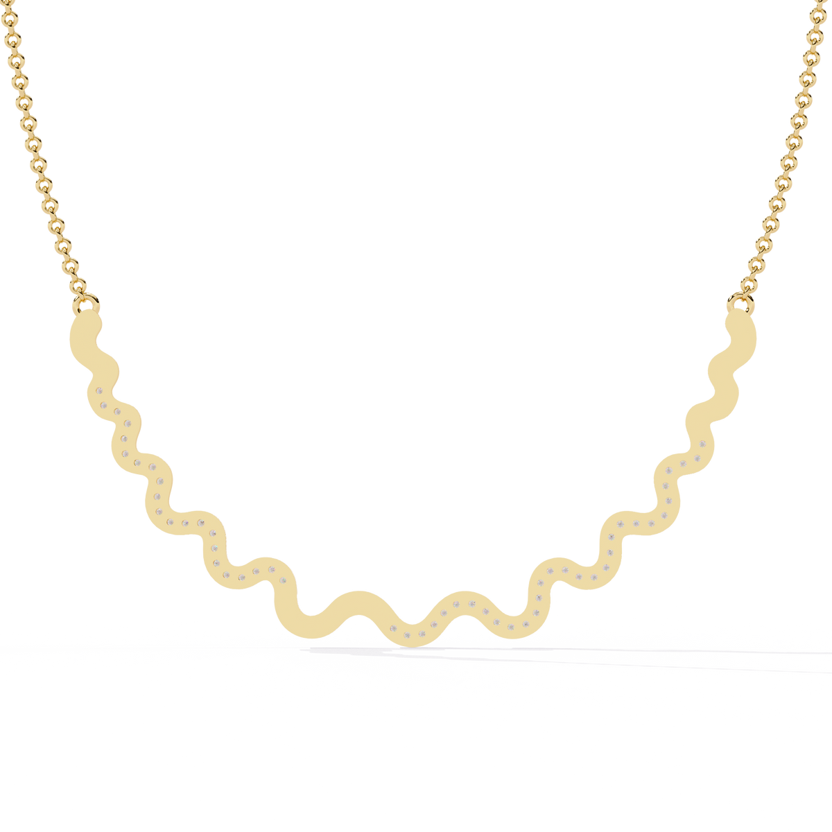 Curved Wave Bar Lab Grown Diamond Pave Necklace - View 8