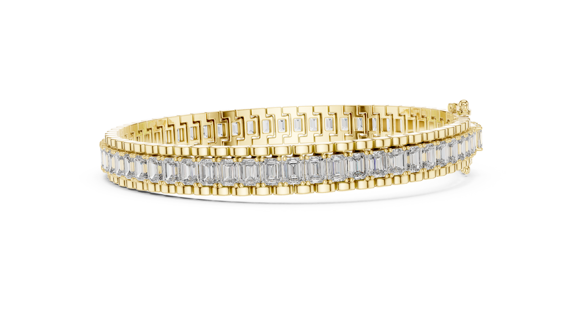 Emerald Cut Lab Diamond Inline Tennis Bracelet Sleek Channel Setting - View 4