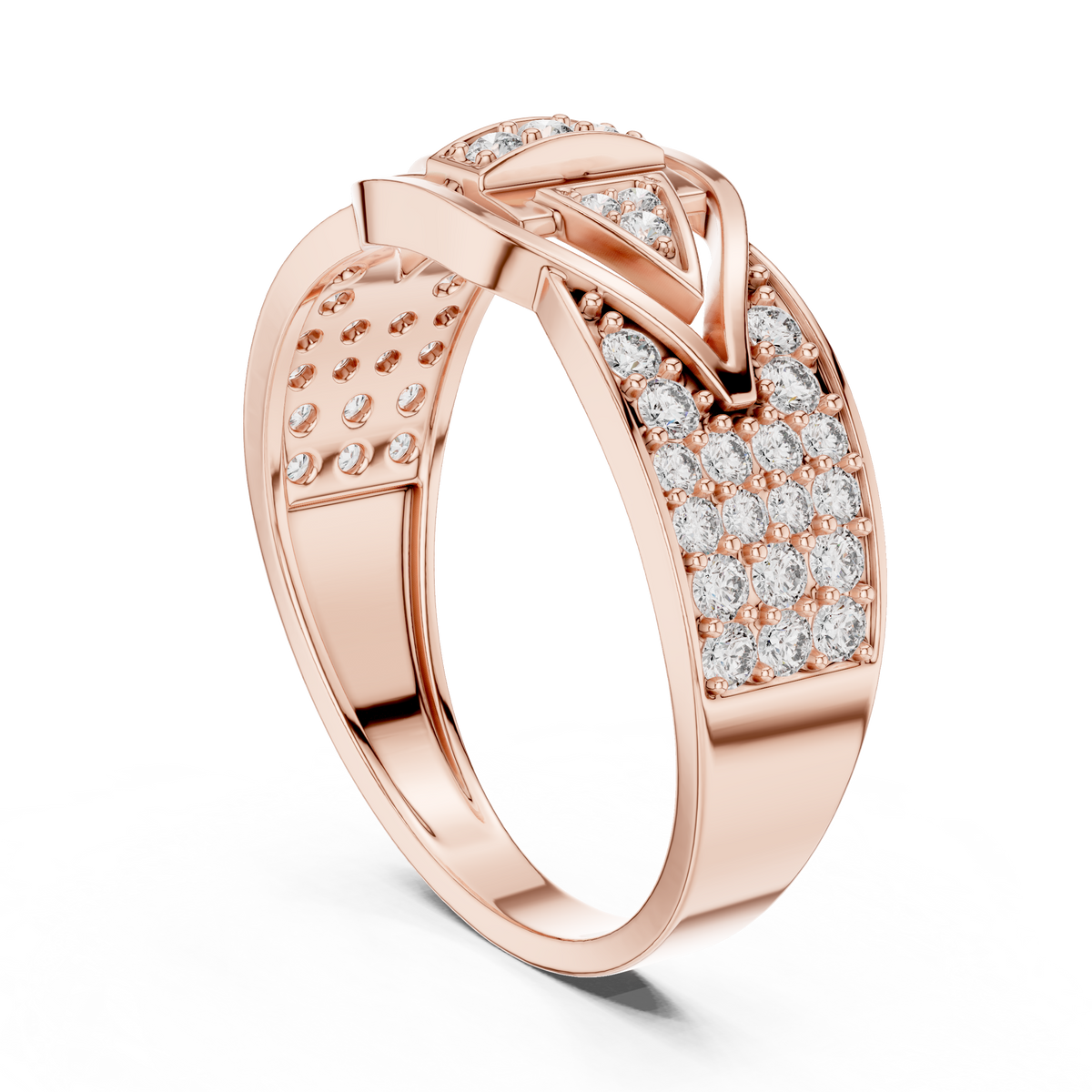 Round Cut Lab Grown Diamond Men's Geometric Arrowhead Statement Band - View 8