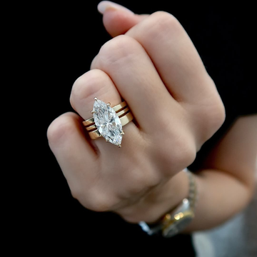 Marquise Cut Moissanite Diamond Triple Band Wedding Ring