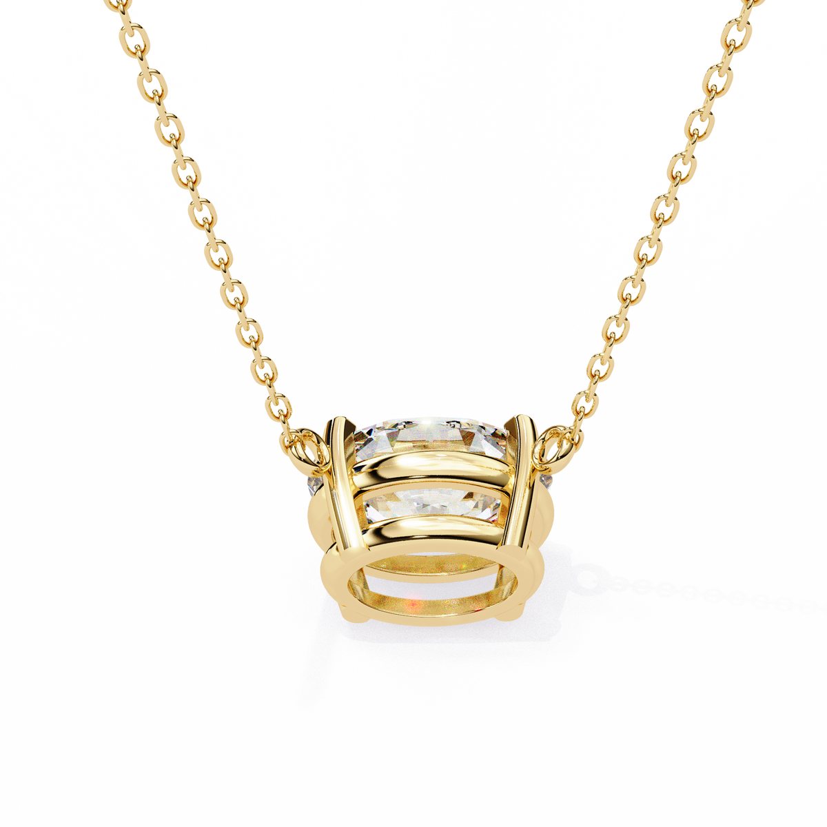 Oval Lab Grown Diamond Solitaire Pendant with Four Prong Side Loops Pendant - View 8