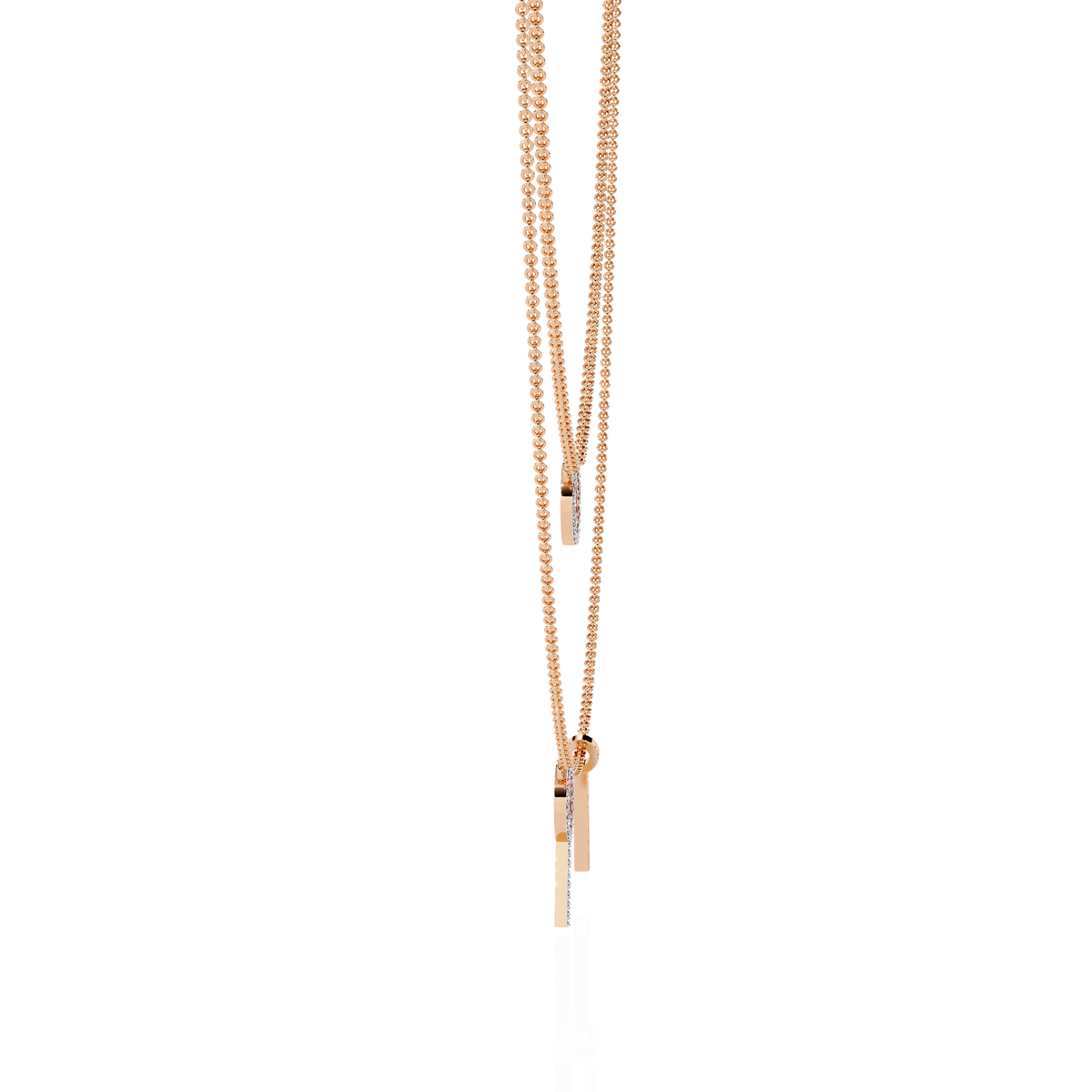 Layered Open Circle Bar Pendant Lab Grown Double Necklace - View 8