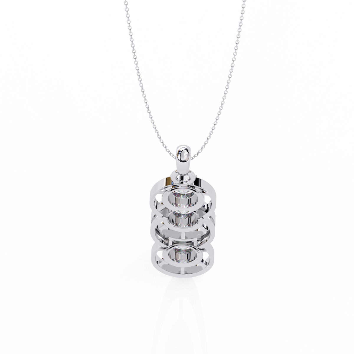 Three Stone Drop Pendant with Round Moissanite Diamond - View 8
