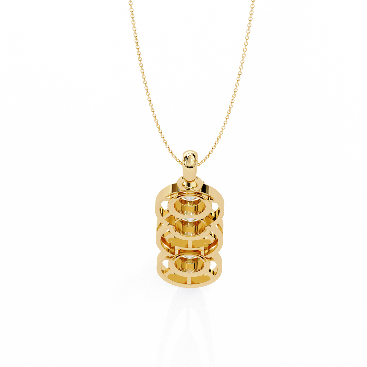 Three Stone Drop Pendant with Round Moissanite Diamond - View 10