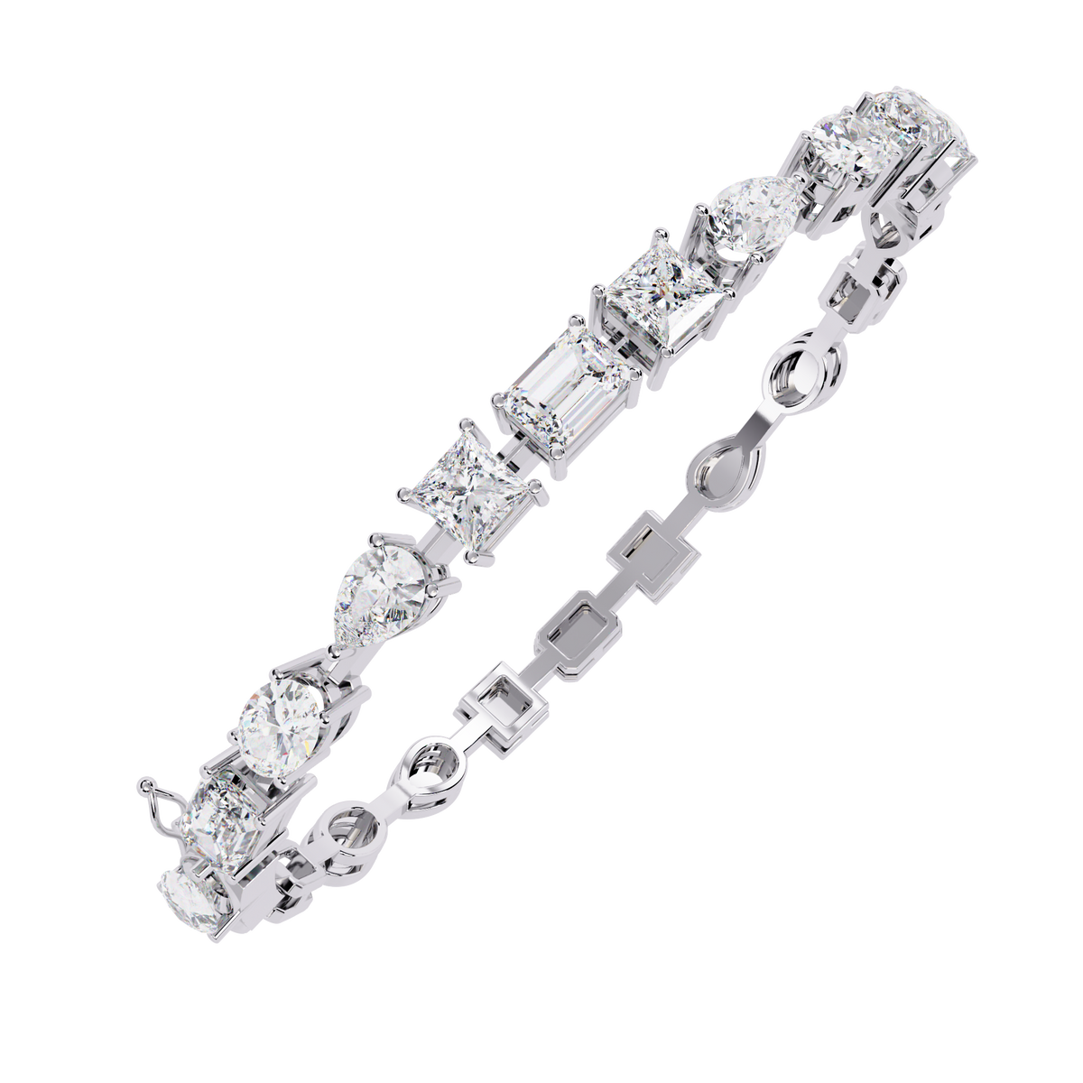 Mixed Shape Lab Diamond Statement Tennis Bracelet - View 4