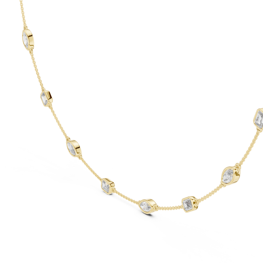 Marquise & Emerald Cut Bezel Moissanite Diamond Necklace - View 2