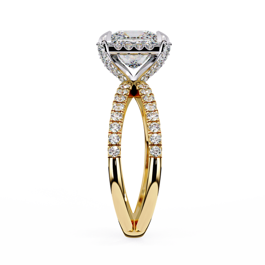 Princess Cut Halo Moissanite Diamond Double Band Ring - View 2