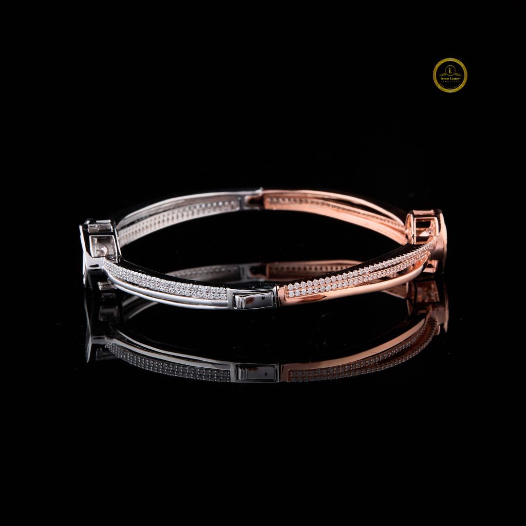 Modern Design Two Tone Moissanite Diamond Geometric Bracelet For Girlfriend - View 2