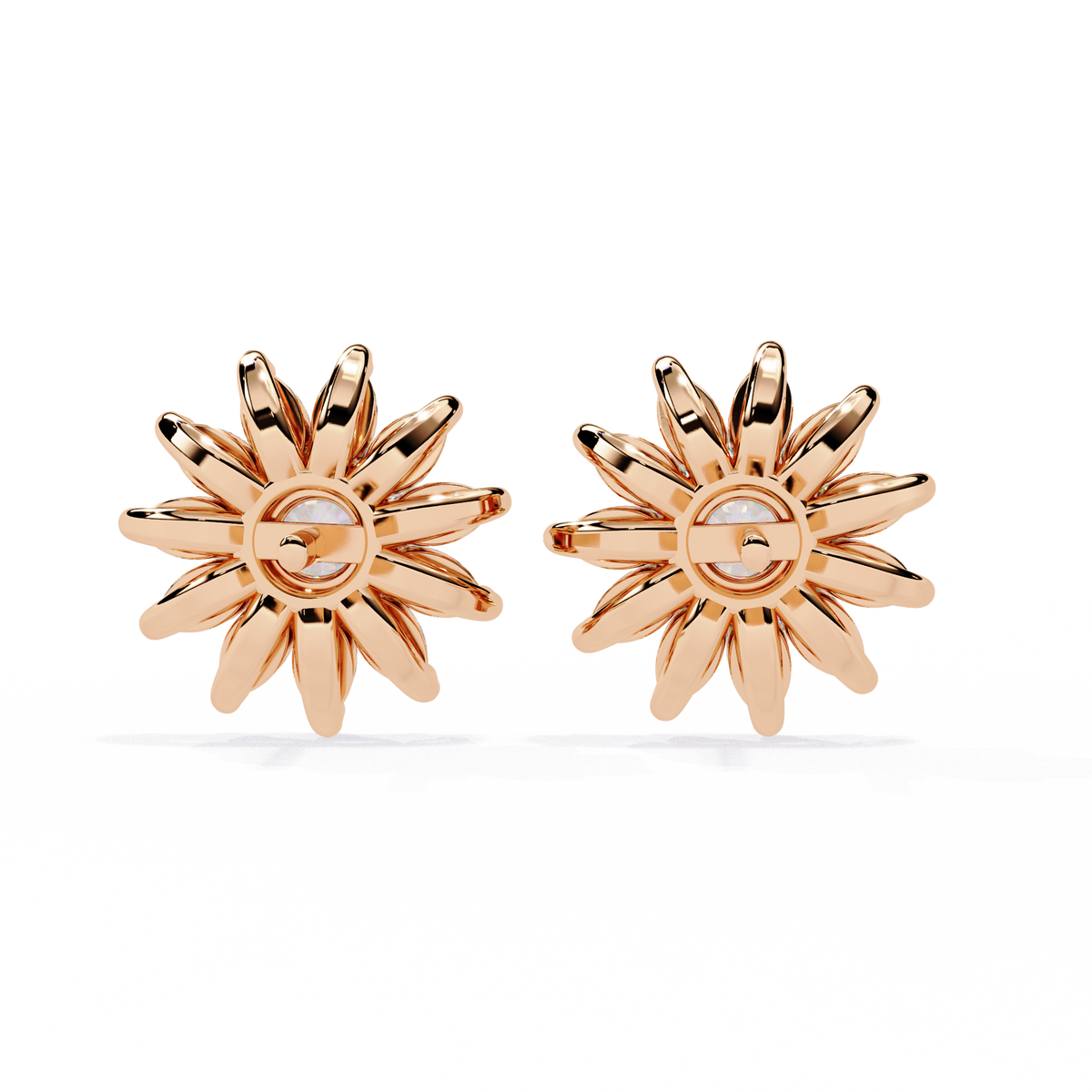 Floral Moissanite Diamond Marquise Cluster Stud Earrings with Round Center - View 7