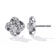 Intricate Floral Swirl Round Cut Moissanite Diamond Stud Earrings in Luxurious Gold Setting - View 4