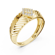 Round Moissanite Diamond Pavé Chevron Statement Ring - View 4
