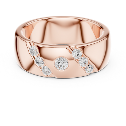 Round Cut Moissanite Diamond Men's Swirl Channel Set Heavy Statement Ring - View 2