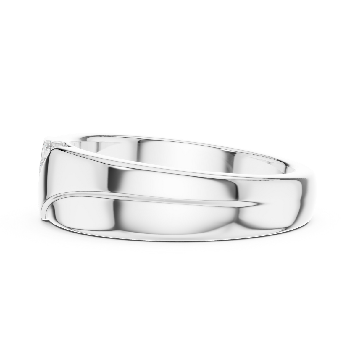 Round Cut Lab Grown Diamond Men's Diagonal 4 Stone Channel Gold Band - View 9