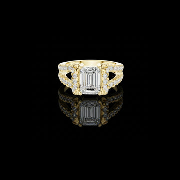Emerald Cut Lab Diamond Men's Architectural Pave Frame Wedding Ring