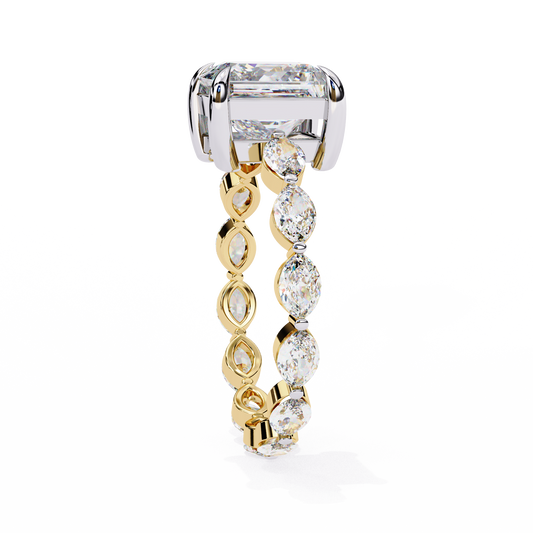 Princess Cut Moissanite Diamond Pave Band Anniversary Ring - View 2