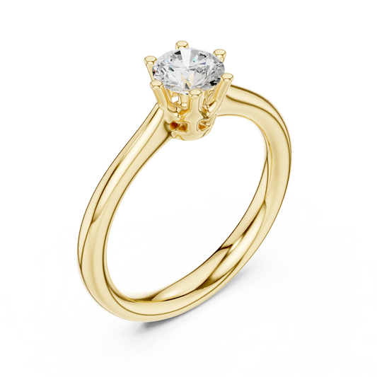 Round Cut Moissanite Diamond Delicate Solitaire Engagement Ring - View 2