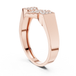 Round Cut Moissanite Diamond Men's Modern Three Cluster Statement Ring - View 8