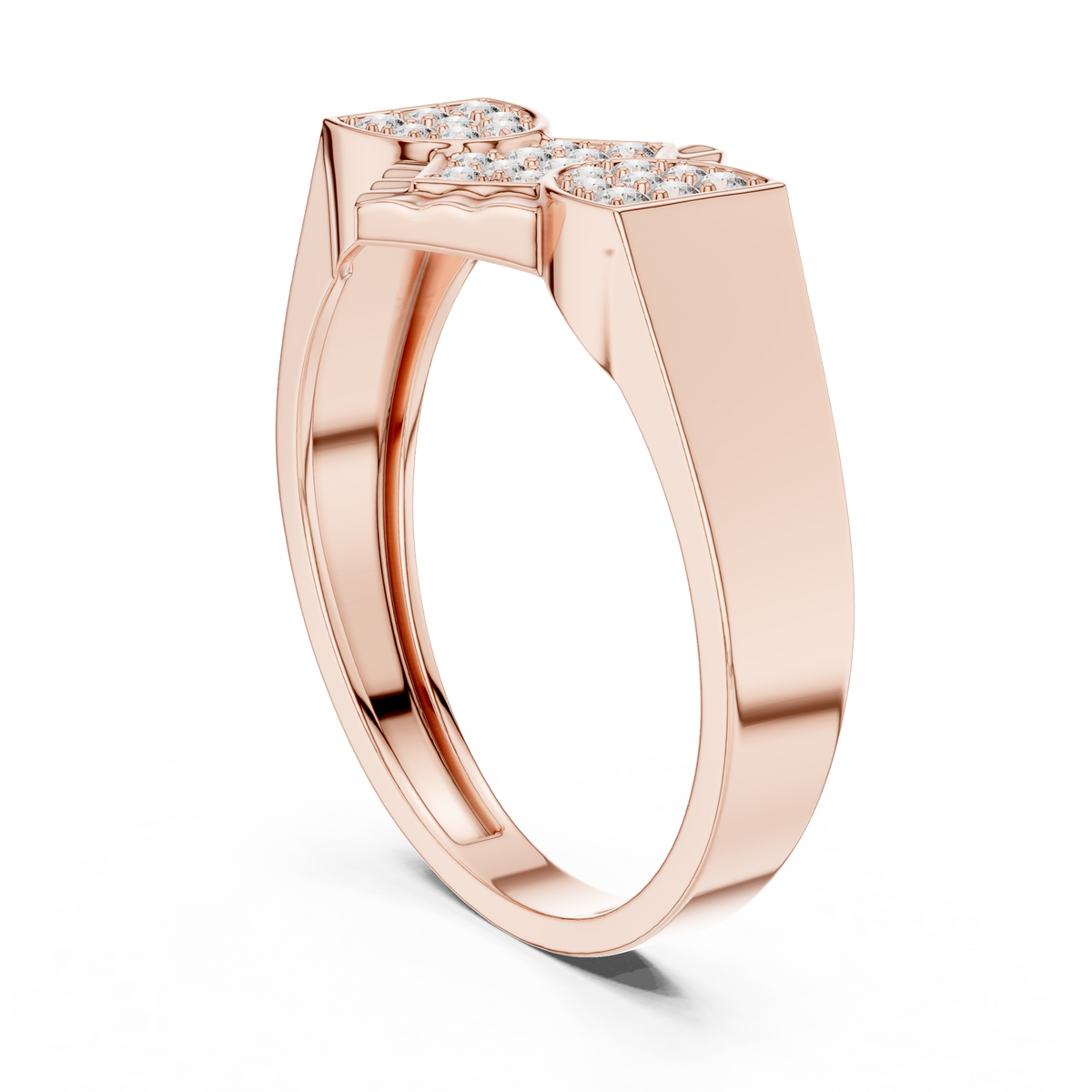 Round Cut Moissanite Diamond Men's Modern Three Cluster Statement Ring - View 8