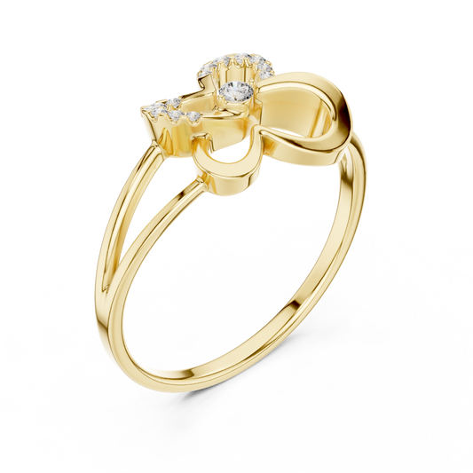 Moissanite Diamond Butterfly Open Ring with Pave Accents - View 2