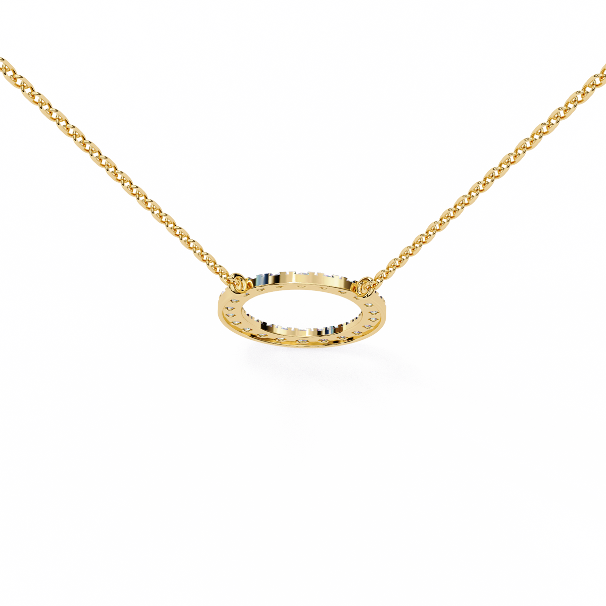 Round Cut Moissanite Diamond Open Circle Halo Pendant - View 8
