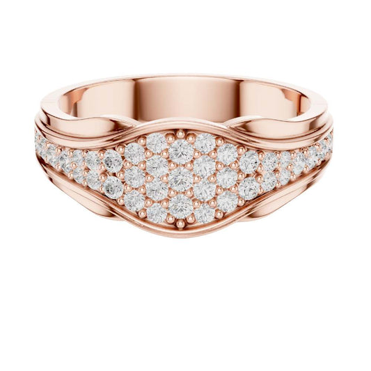 Round Cut Lab Grown Diamond Men's Curved Lattice Grid Pave Statement Band - View 2