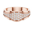 Round Cut Moissanite Diamond Men's Curved Lattice Grid Pave Statement Band - View 2