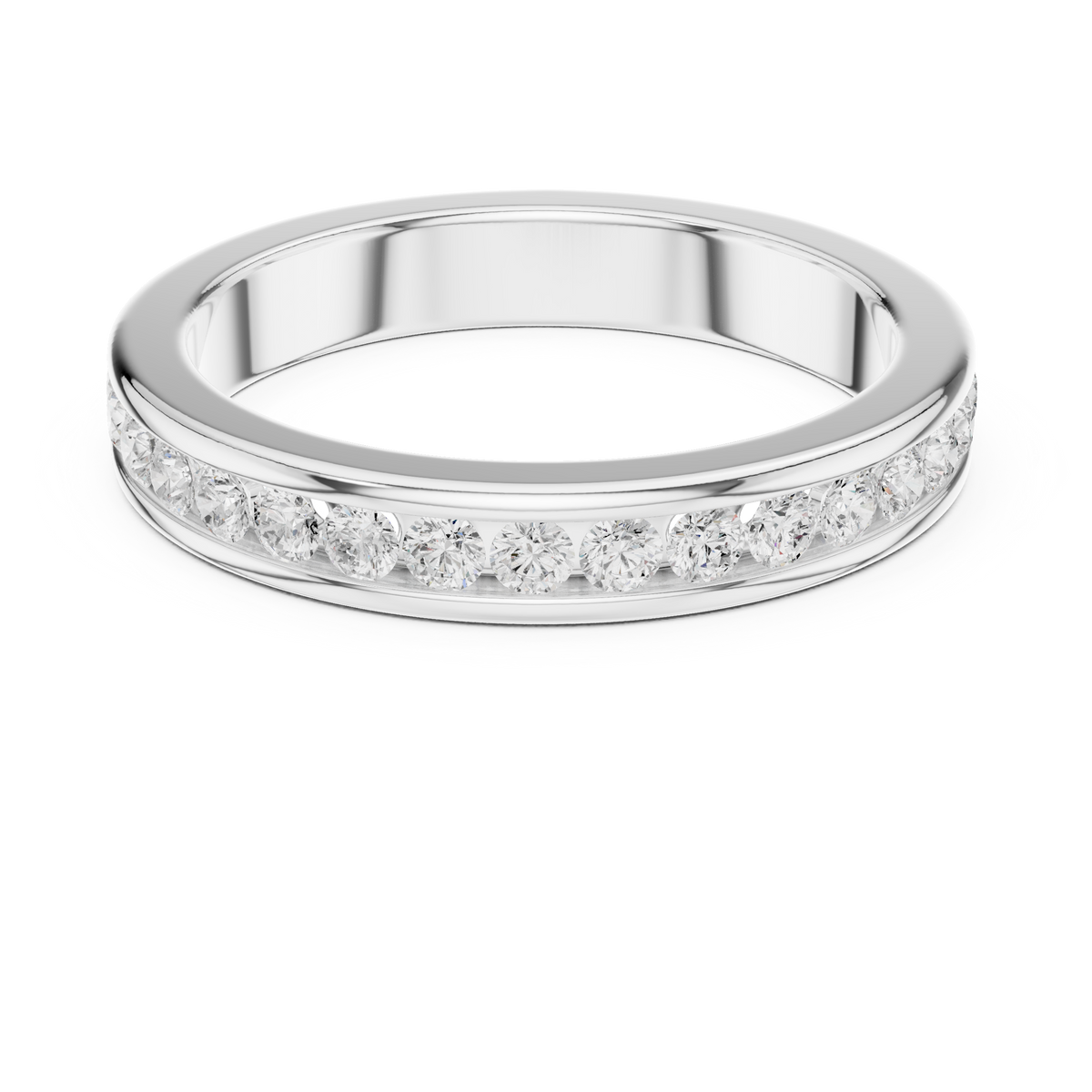 Modern Round Lab Diamond Channel Set Wedding Band - View 3