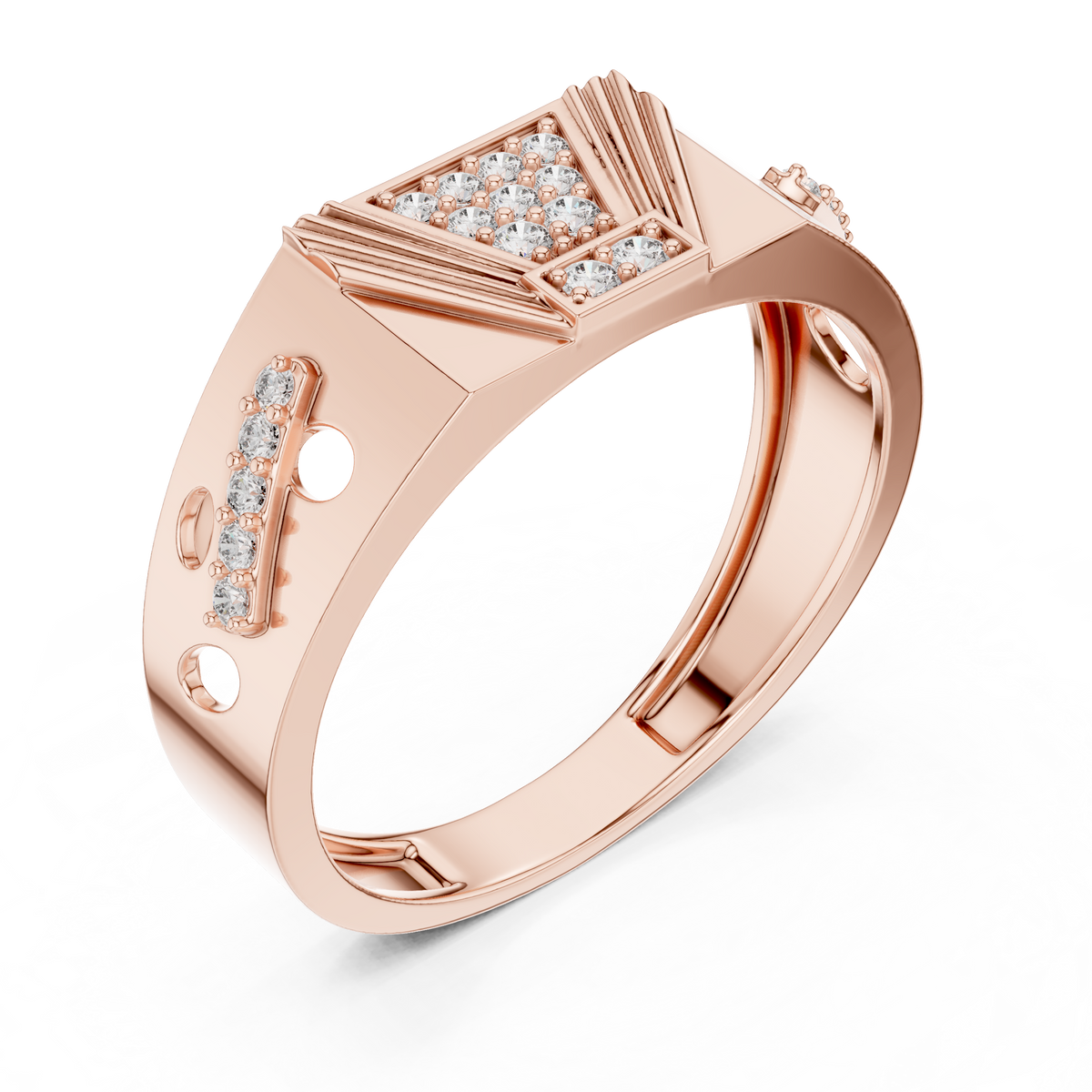 Round Cut Lab Grown Diamond Men's Modern Openwork Orbital Cutout Engagement Ring - View 5